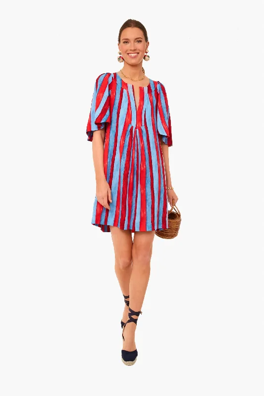 Glamorous Evening Wear Painterly Stripe Finley Flutter Sleeve Dress