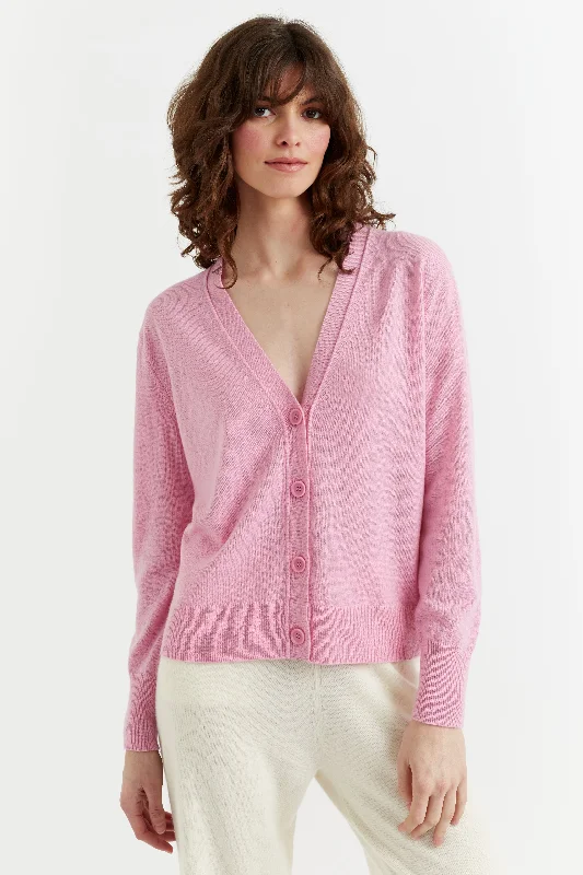 Women's Clothes For Work Candy-Pink Cashmere Cardigan