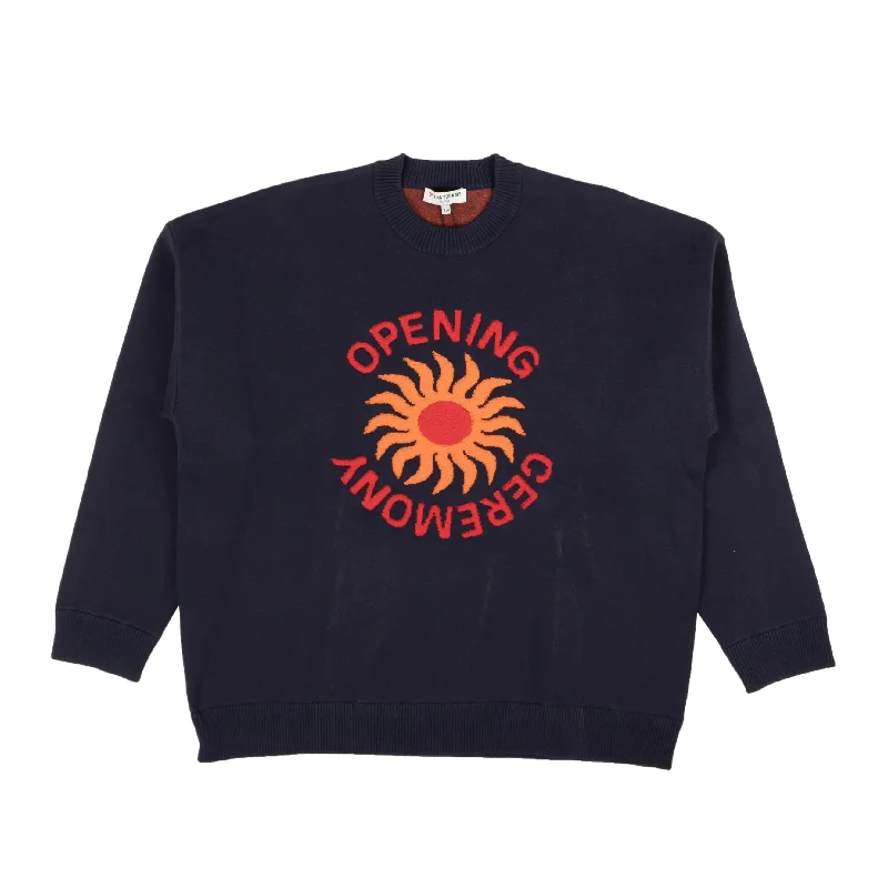 Women's Charming Outfit For Events Opening Ceremony Sun Logo Collegiate Sweater - Navy