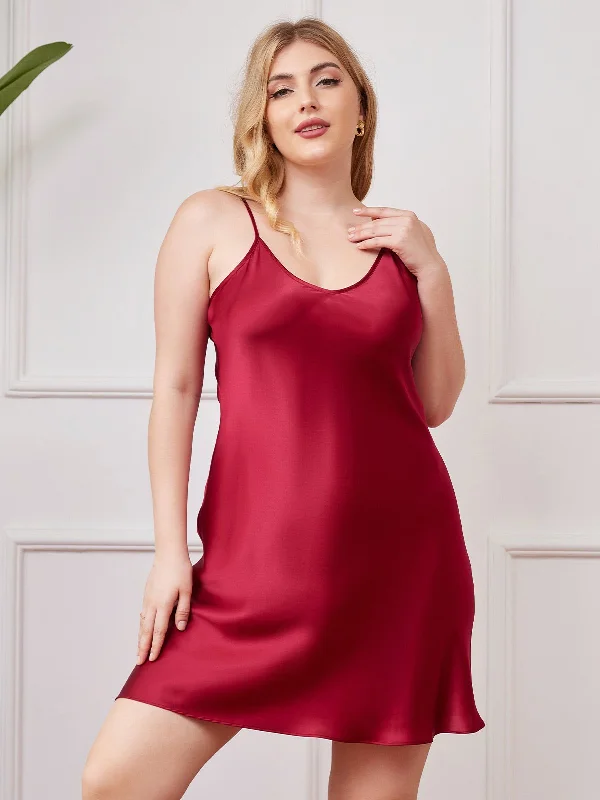 Women's Clothing And Garments Sets Plus Size Pure Silk Sexy Chemise Slip Nightgown