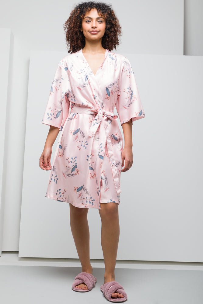 Timeless Women's Garments Satin Kimono Sleeve Summer Gown Pink