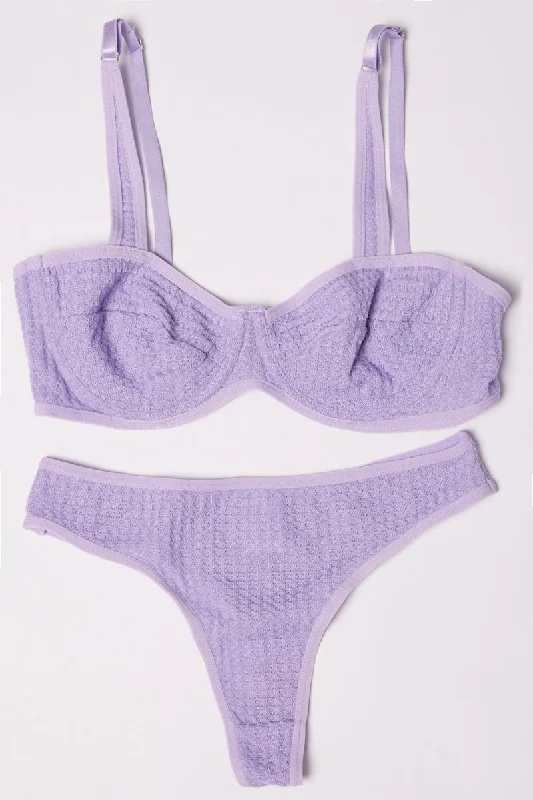 Women's Travel Apparel Purple Lingerie Set