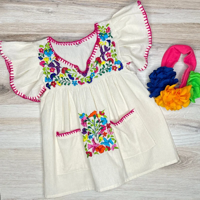 Special Occasion Wear Mexican Girl San Antonino Butterfly Sleeve Dress