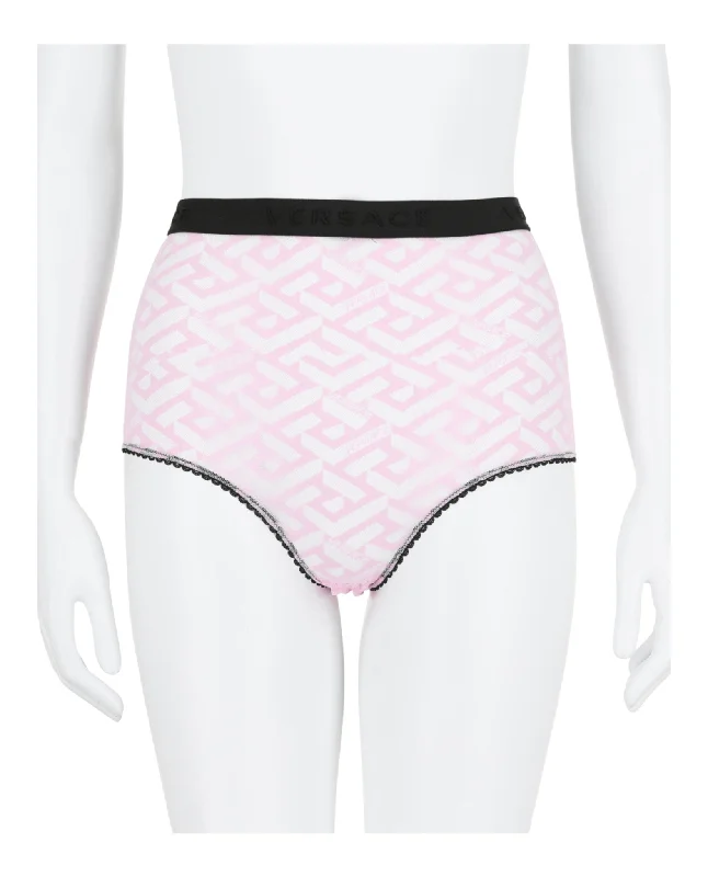 Comfortable Garments For Women La Greca-Print Tulle Briefs