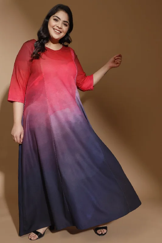 Comfortable Loungewear for Women Crimson Midnight Ombre Dress