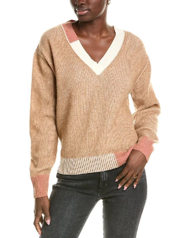 Women's Athletic Outfit Brodie Cashmere Wool & Cashmere-Blend Plaited Color Pop Jumper