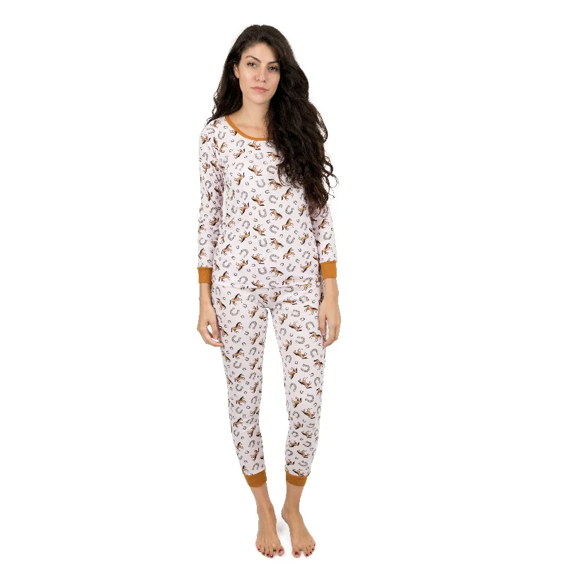 Women's Outerwear Attire Womens Two Piece Cotton Pajamas Horse