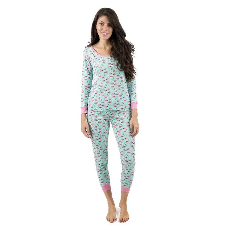 Charming Everyday Clothing For Women Womens Two Piece Cotton Pajamas Flamingo