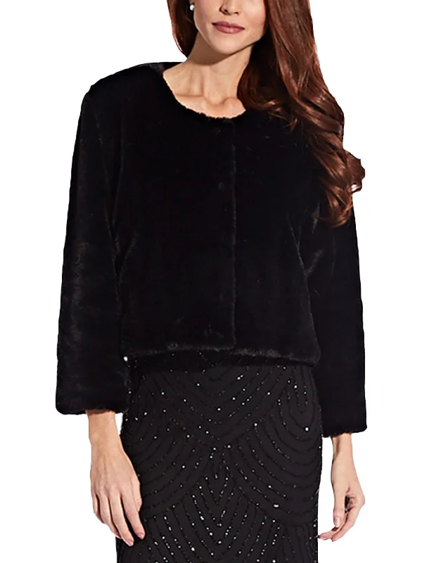 Women's Plus-Size Attire Womens Faux Fur Layering Shrug