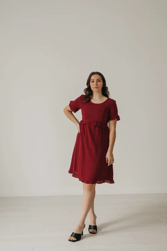 Limited Time Offers Rosie Knee Length Dress in Cranberry (XS-XXL)