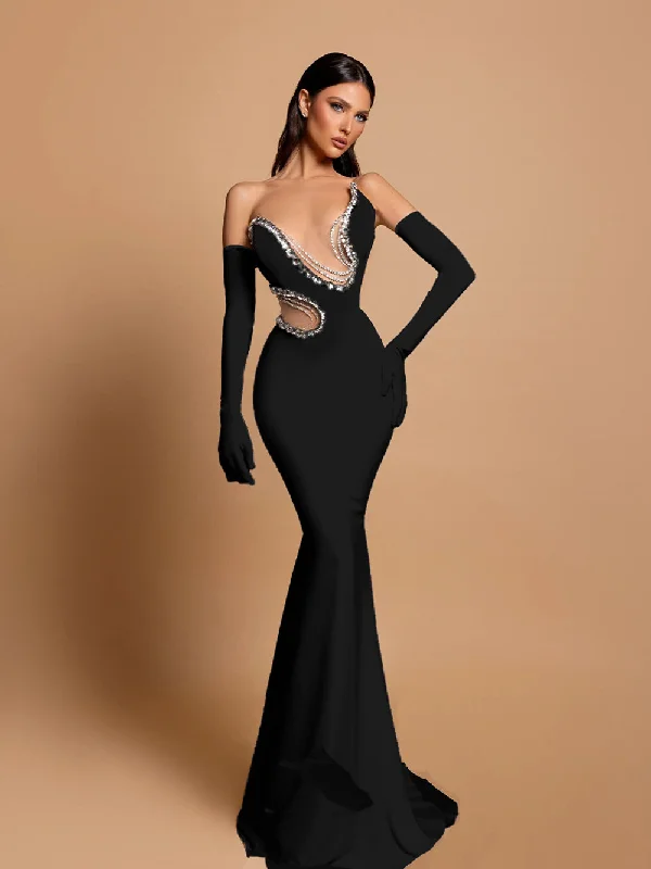 Clearance Sale Rhinestone Embellished Floor-Length Dress HT20800