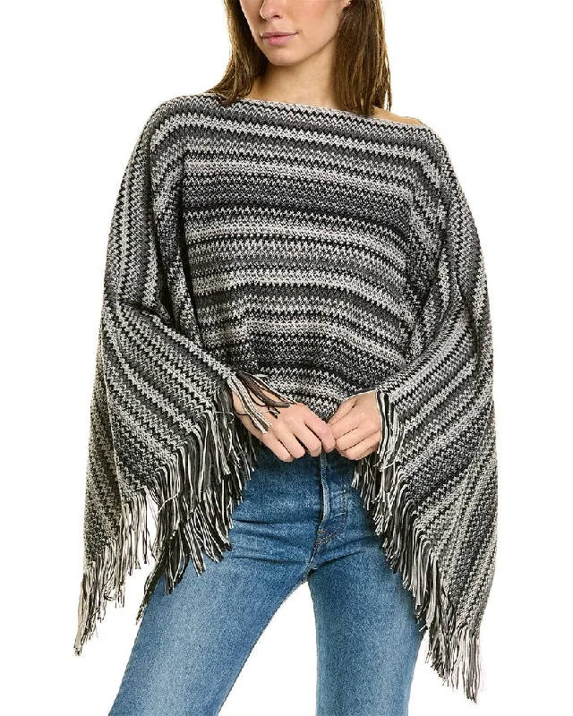 Women's Elegant Evening Outfit Missoni Wool-Blend Poncho