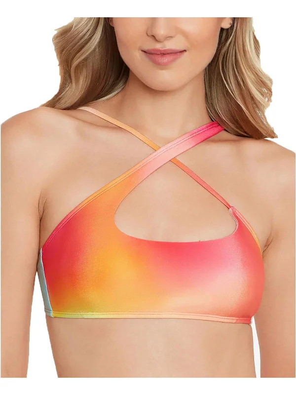 Women's Evening Wear Outfit Juniors Womens Printed Criss-Cross Back Bikini Swim top
