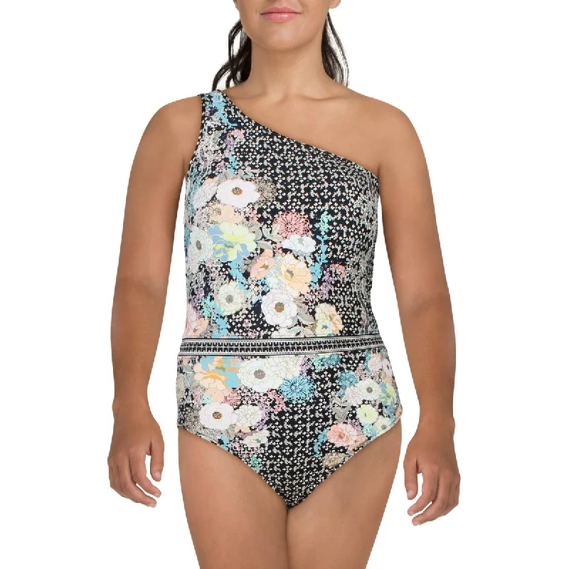 Timeless Women's Clothing One Shoulder 1PC Womens Printed Nylon One-Piece Swimsuit