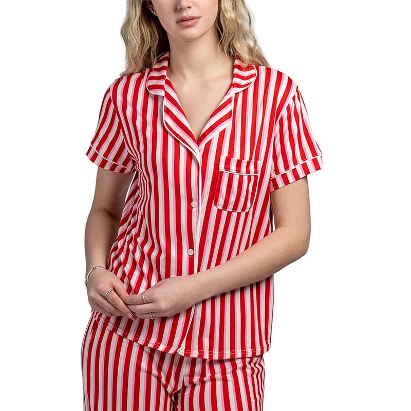 Women's Athletic Apparel Candy Cane Lane Pajama Top