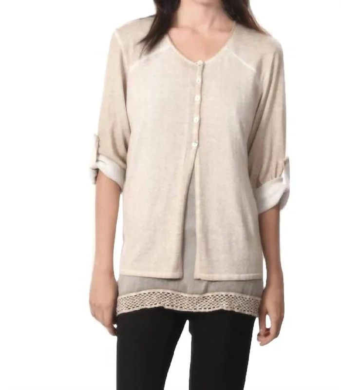 Women's Chic Apparel Faux Layered Set In Taupe