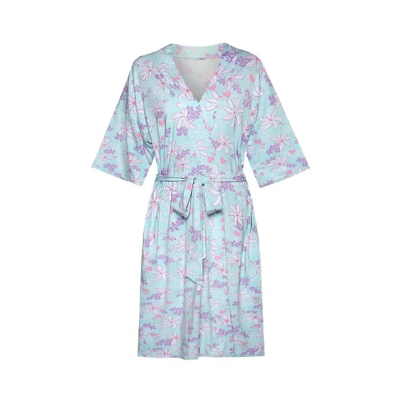 Stylish Women's Garments For Holidays Tiare Blooms Mama Robe In Blue