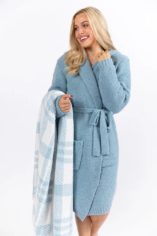 Women's Elegant Clothing Sets It Was All A Dream Hooded Light Blue Robe FINAL SALE