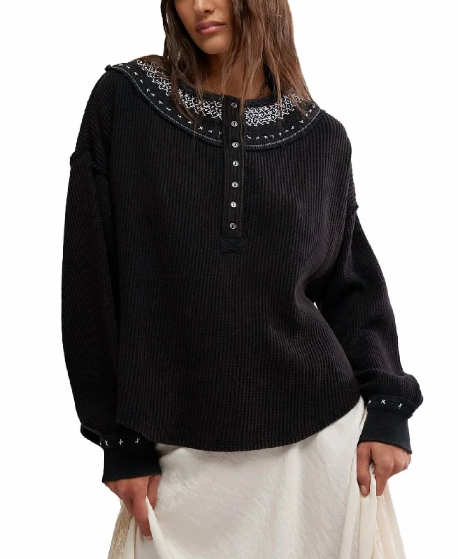 Sustainable Women's Clothes Holly Henley Sweater In Black