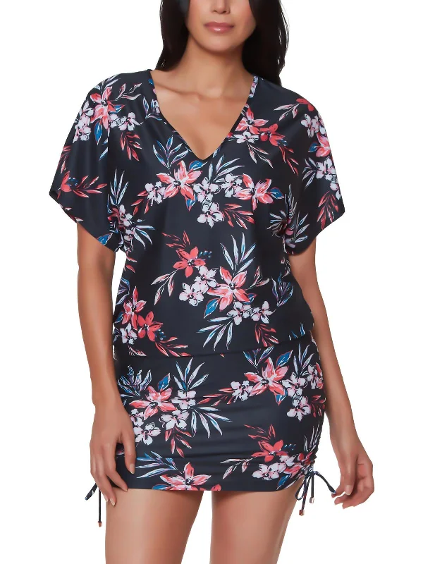 Women's Outfit For The Office Tropical Escape Womens Floral Print Dress Cover-Up