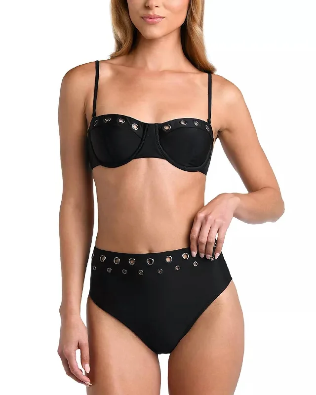 Women's Everyday Attire Alexandria/vanessa Grommet Detail Bikini Set In Black