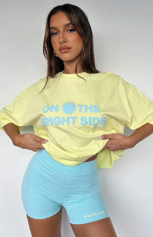 Women's Holiday Attire Look On The Bright Side Oversized Tee Lemon