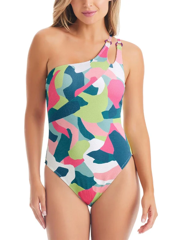 Women's Clothing For Casual Outings Womens Textured Printed One-Piece Swimsuit