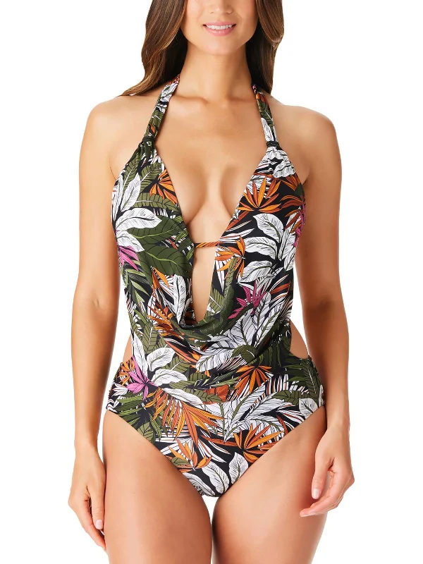 Women's Stylish Outdoor Outfit Womens Printed Removable Padding One-Piece Swimsuit