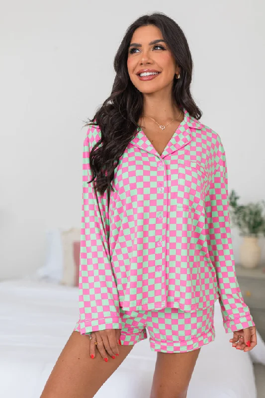 Women's Urban Clothing Under The Stars In Watermelon Crawl Long Sleeve Bamboo Pajama Top FINAL SALE