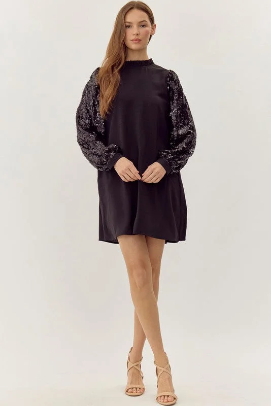 Wardrobe Refresh Black Sequin Sleeve Dress