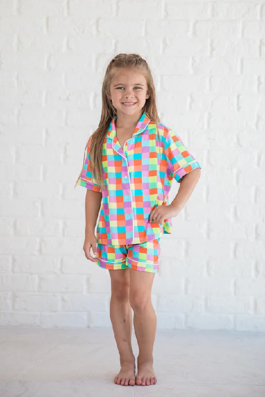 Women's Functional Outdoor Garments Kid's Good To Get Away In Glamour On The Grid Pajama Set