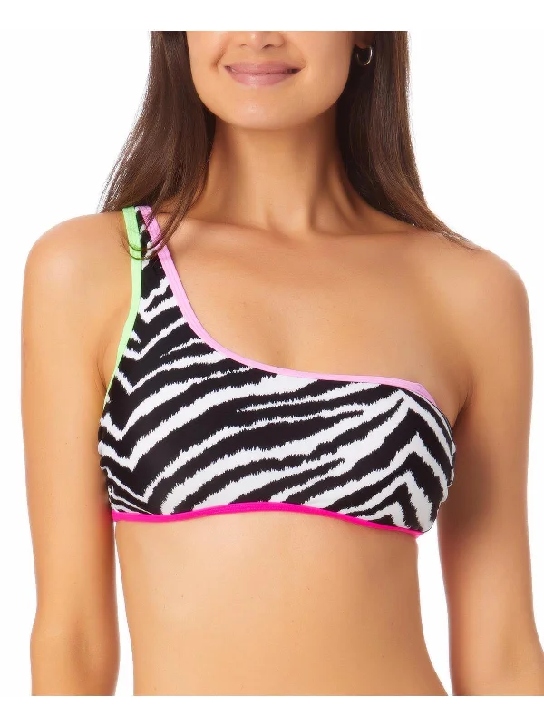 Women's Professional Attire Juniors Womens Animal Print One Shoulder Bikini Swim Top