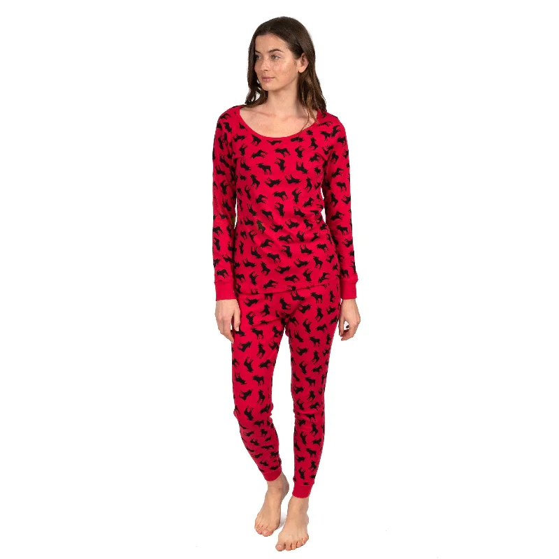 Stylish And Comfortable Clothing For Women Christmas Womens Two Piece Cotton Pajamas Moose