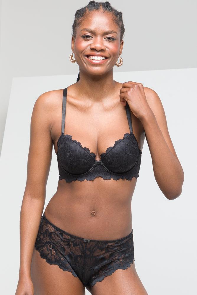 Women's Professional Clothes 2 Pack Summer Lace Balconette Bra Black & Taupe(sml)