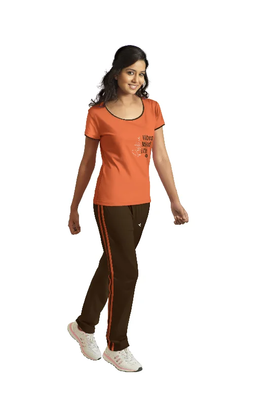 Women's Date Night Outfit Loungewear Set-Orange-Dark Brown