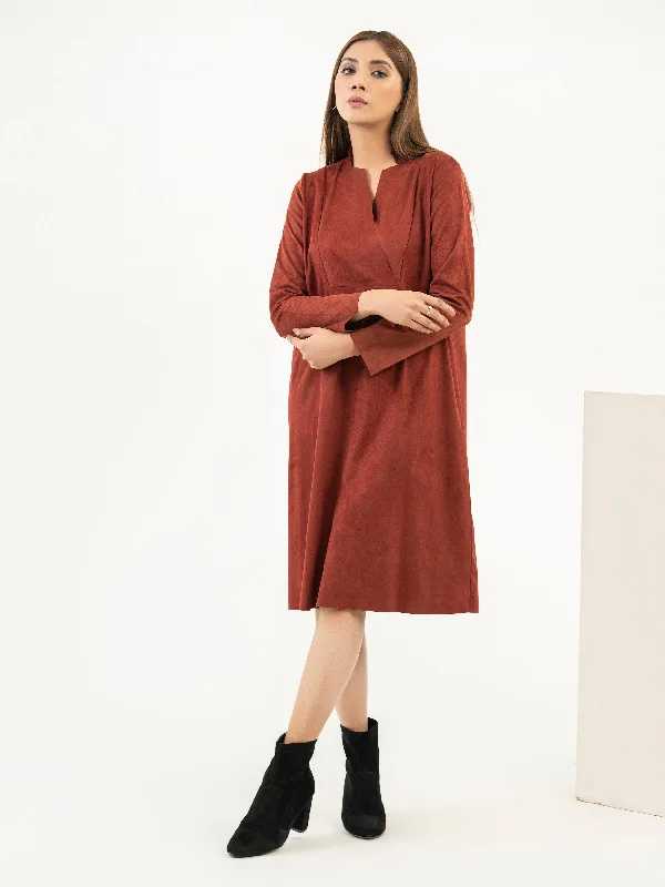 Comfortable Women's Outfits Dyed Suede Dress