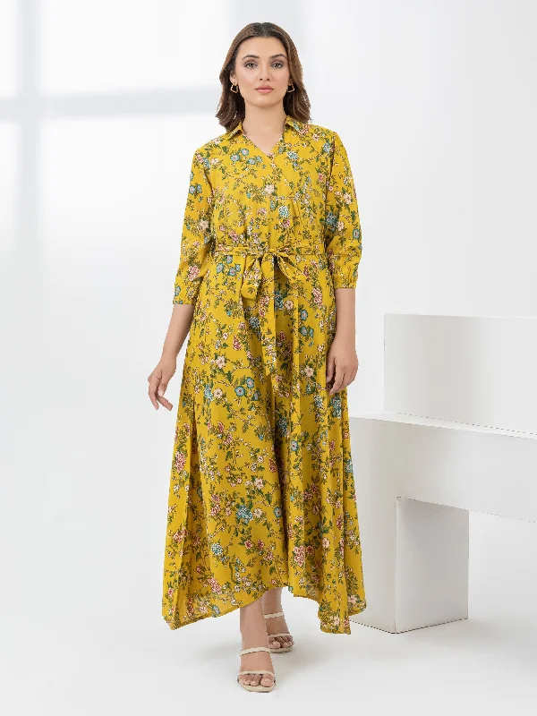Women's Occasion Wear Clothes Printed Cambric Dress