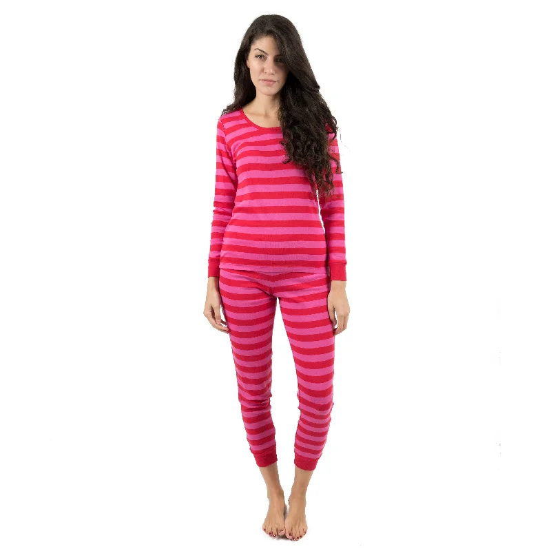 Plus-Size Women's Clothing Womens Two Piece Cotton Pajamas Striped