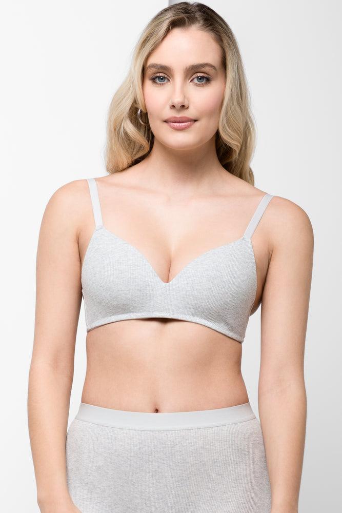 Women's High-Fashion Garments Single Cotton Padded Bra Grey Melange