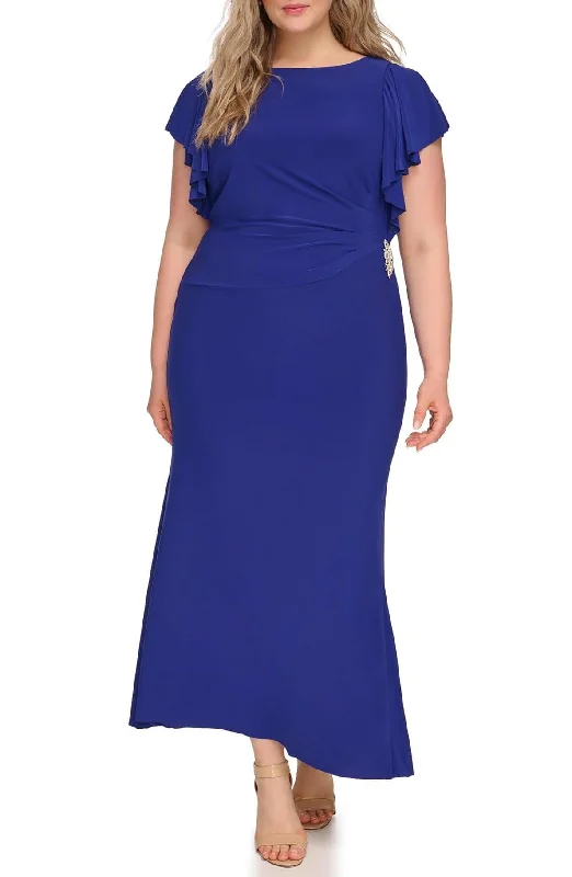 Effortless Style, Endless Impact 18W - jessica howard royal blue boat neck flutter sleeve dress