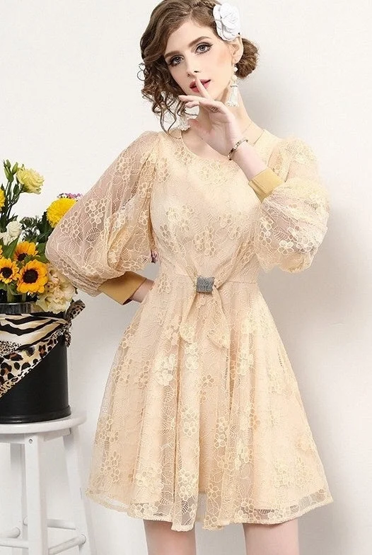 End Of Season Sale Clothing Lace Peasant Sleeve Dress