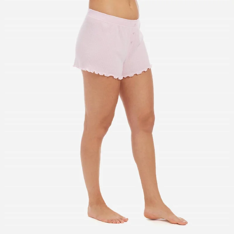 Luxury Women's Clothes Ribbed Jersey Sleep Short In Pastel Pink