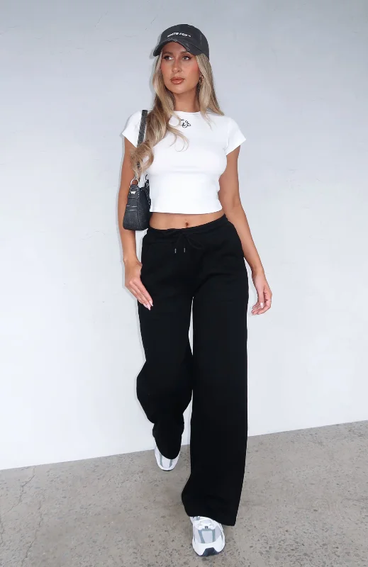 Women's Tailored Outfit You'd Love It Here Wide Leg Sweatpants Black