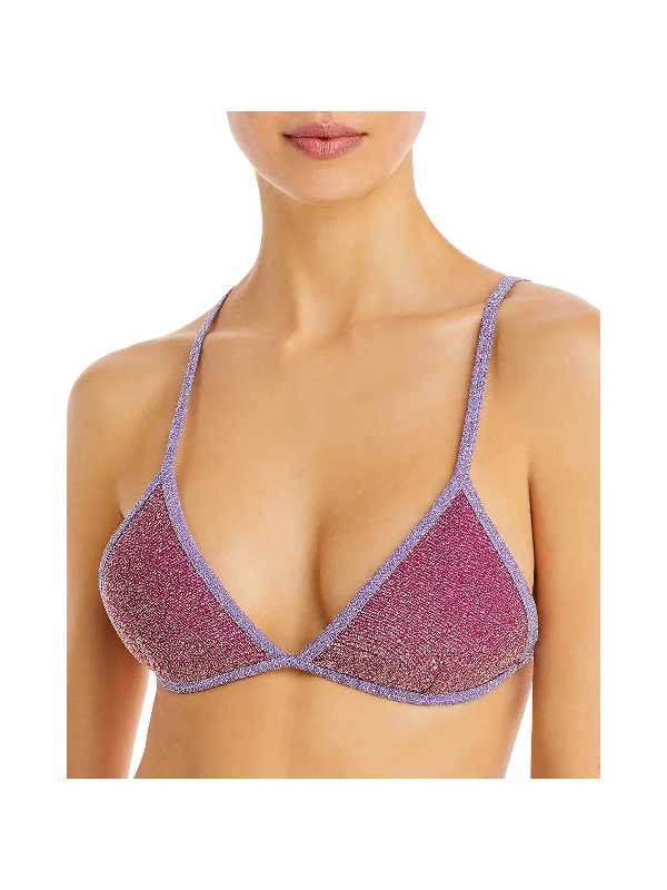 Women's Activewear Apparel Olivia Womens Metallic Back-Tie Bikini Swim top
