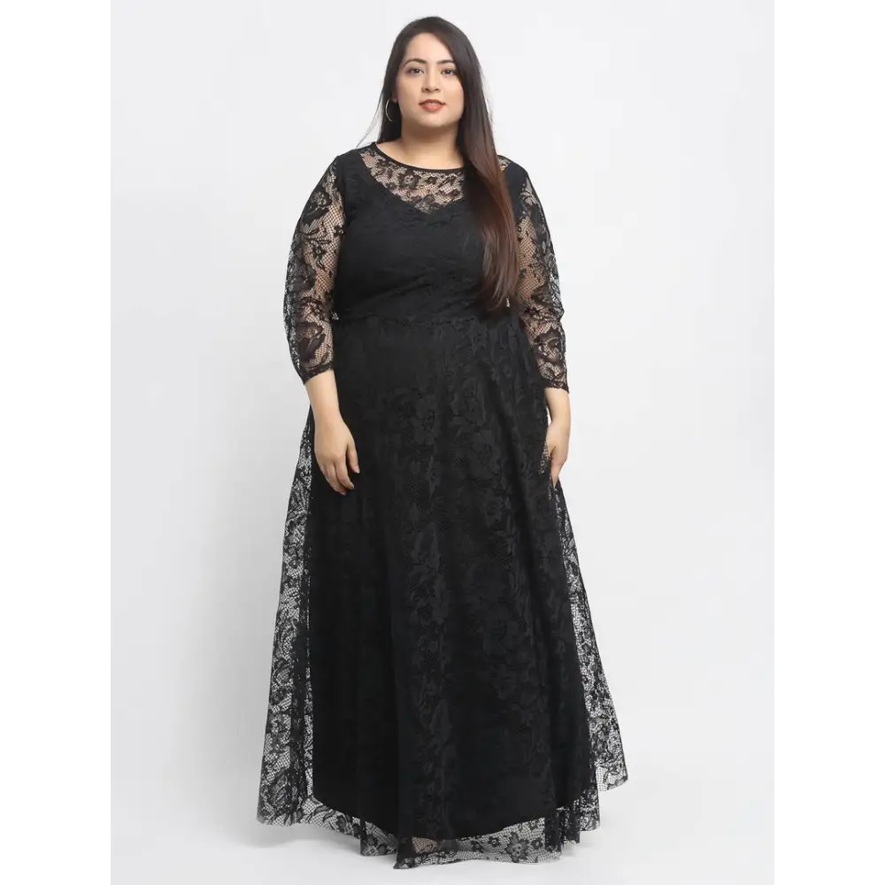 Trendy Clothing Sale Stylish Black Crepe Solid Maxi Length Dresses For Women