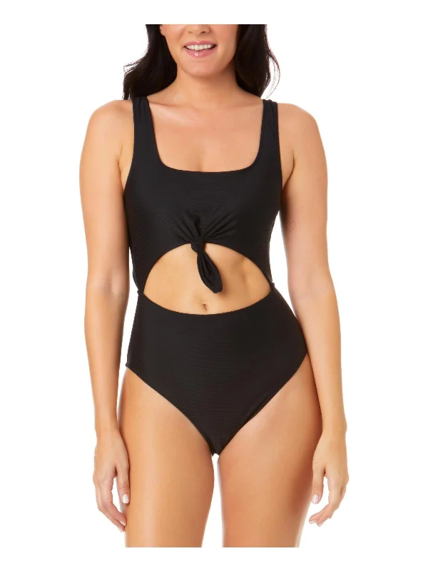 Women's Vacation Outfit Juniors Womens Cut-Out Knot-Front One-Piece Swimsuit