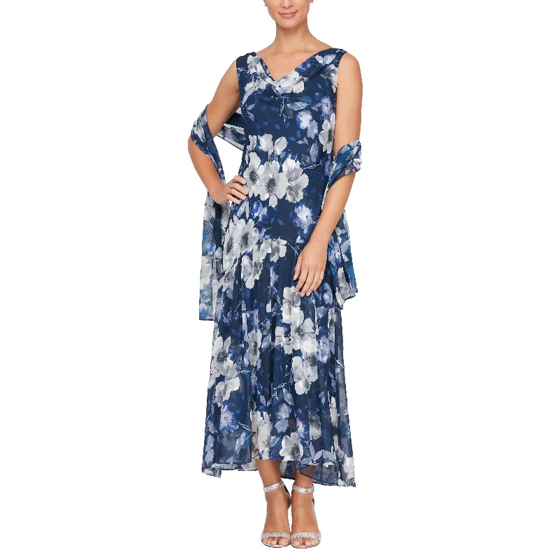 Cool Prices Alex Evenings 8175903 Printed Tea Length Dress