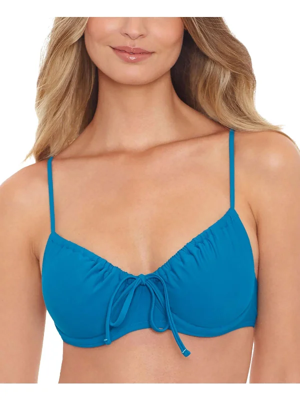 Women's High-Fashion Attire Juniors Womens Underwire Front Tie Bikini Swim top