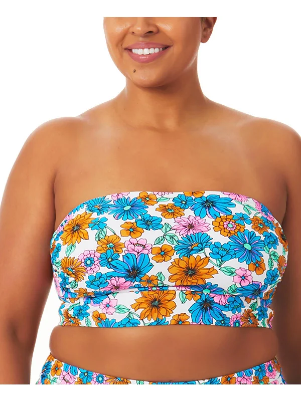 Women's Travel Attire Plus Womens Floral Bandeau Bikini Swim top