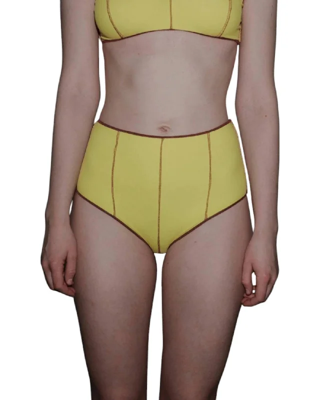 Women's Romantic Outfit Vein High Bikini Bottom In Ru Yellow